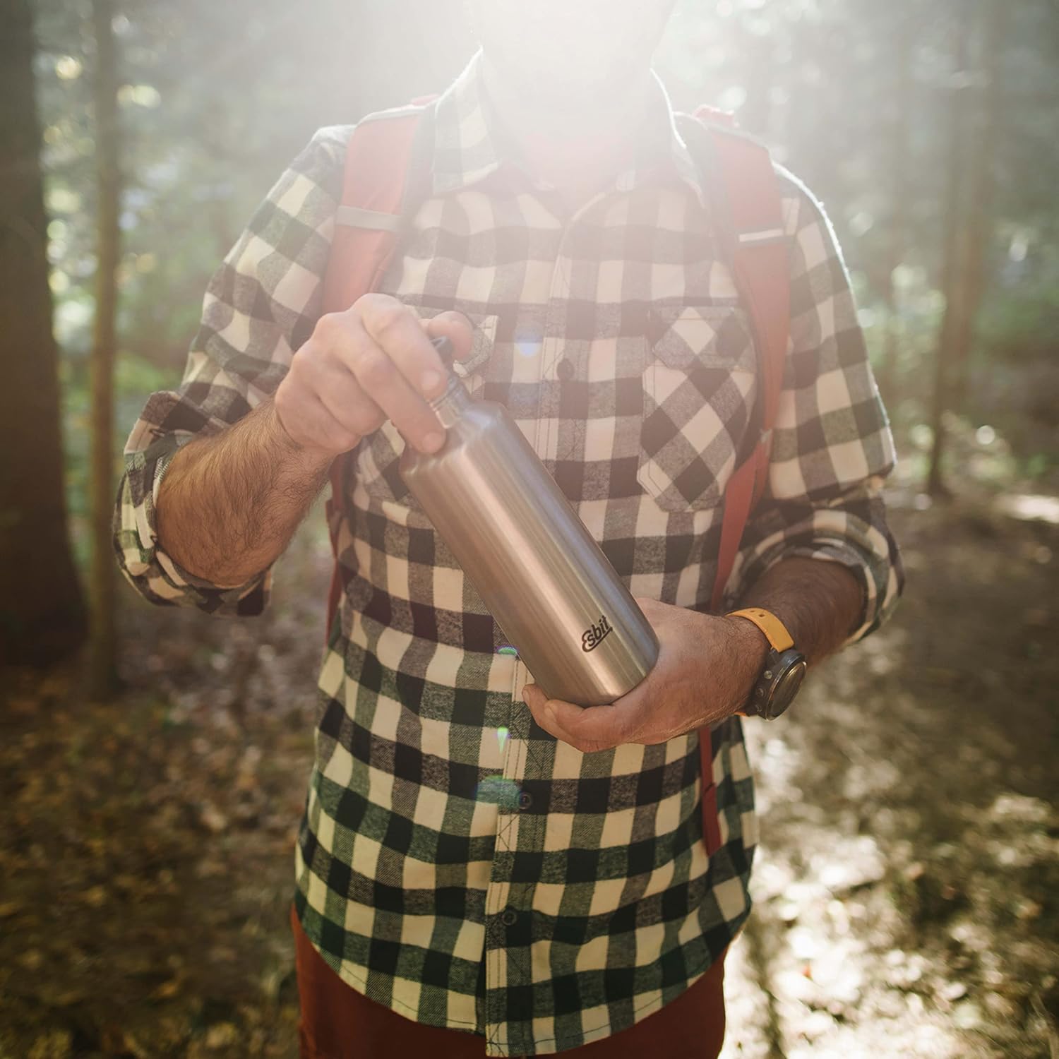 Esbit Majoris Trinkflasche Aus Edelstahl – 0,68 L, 100 % Dicht, Mit Loop-Kappe