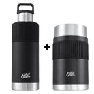 Esbit Bundle: Meal Prep Set comprising a SCULPTOR water bottle and a Food Jug, both made of stainless steel in black