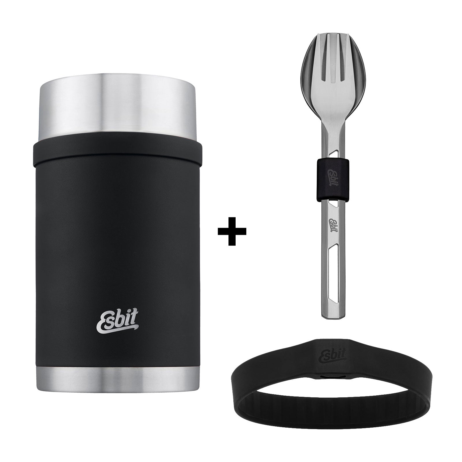 Esbit Bundle bestehend aus SCULPTOR Thermobehälter und Besteckset in Schwarz