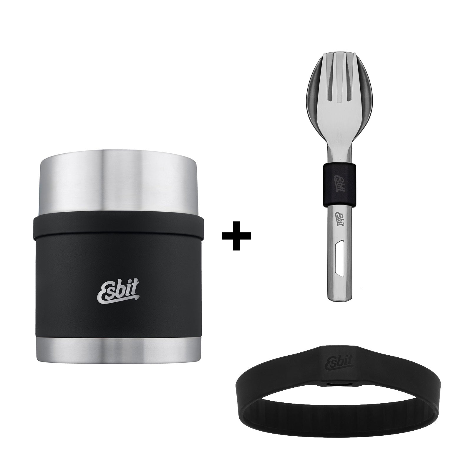 Esbit Bundle bestehend aus SCULPTOR Thermobehälter und Besteckset in Schwarz 