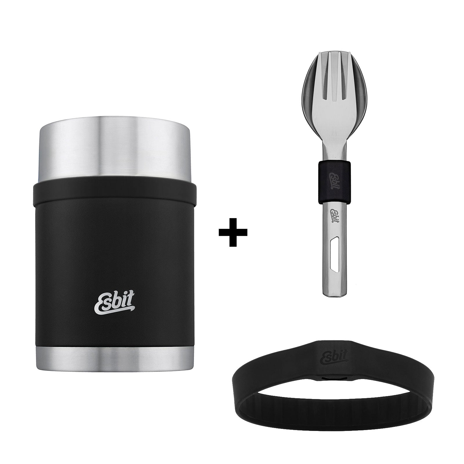 Esbit Bundle bestehend aus SCULPTOR Thermobehälter und Besteckset in Schwarz 